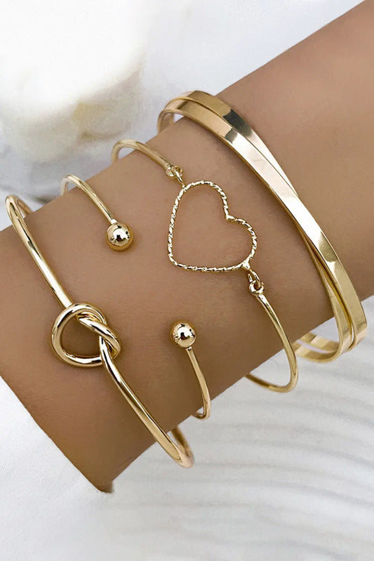 Gold Love Geometric Cross Bracelet 4-piece Set by Threaded Pear - The Cheeky Wink