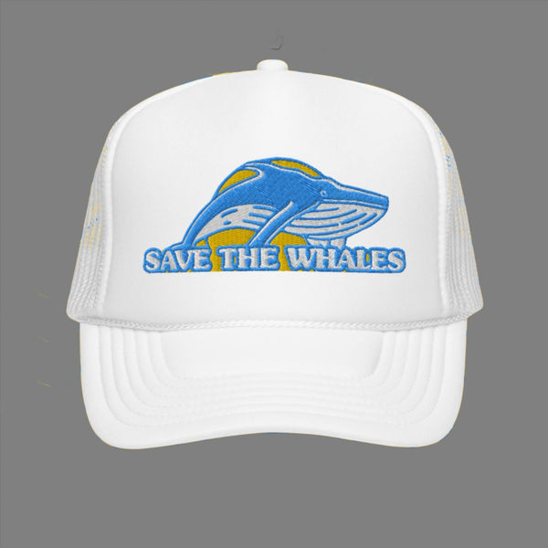 Save the Whales Foam Trucker Hat by Tropical Seas Clothing