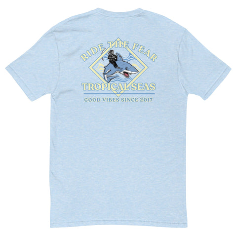 Men's Ride the Fear Shark T-shirt by Tropical Seas Clothing