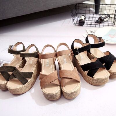 Crisscross Open Toe Wedge Sandals