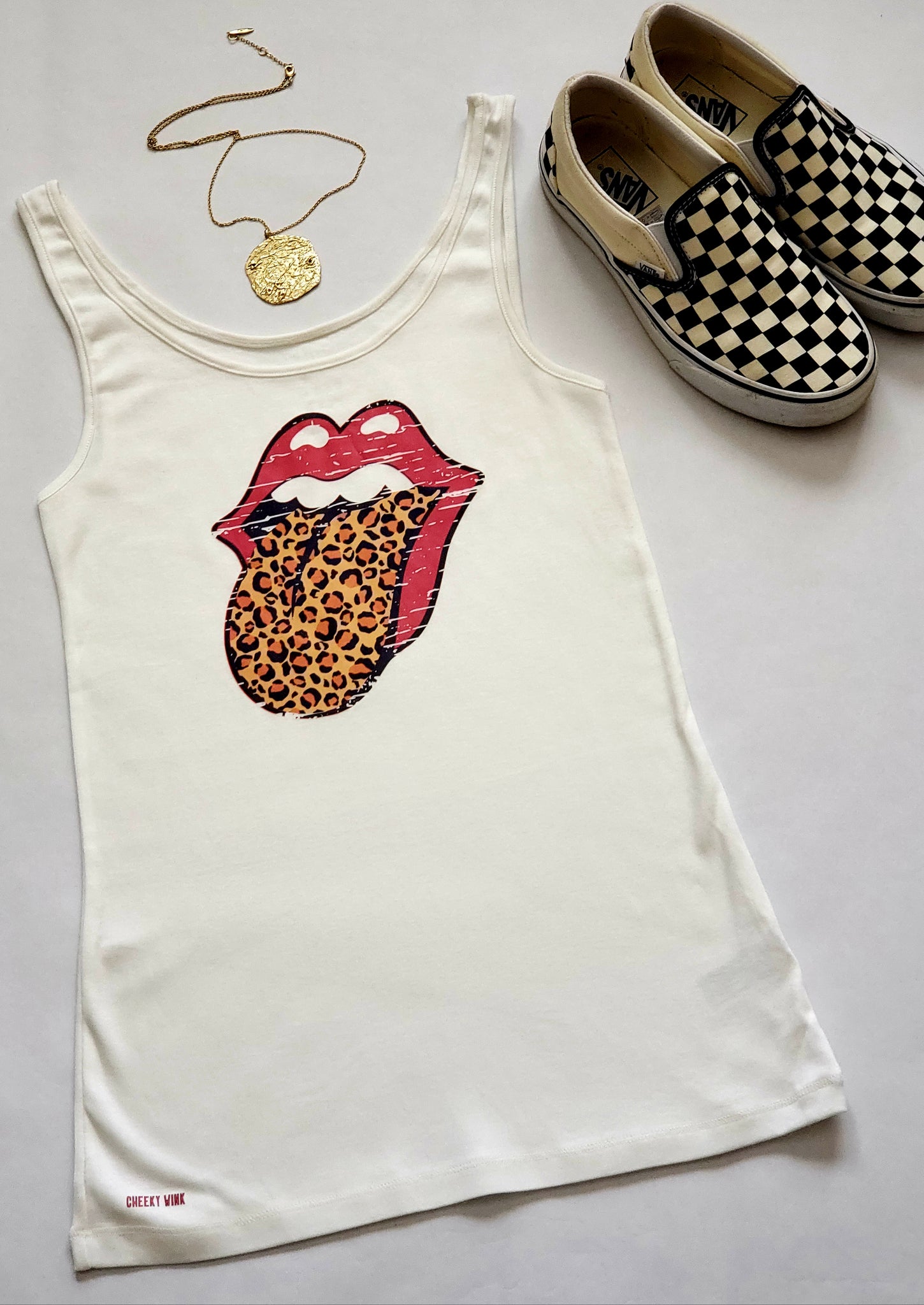 Rock n' Roll Leopard Lips Tee. Ladies, Cotton Tees. - The Cheeky Wink