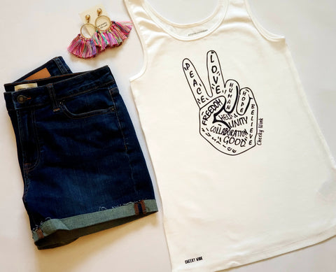 Peace Love Hope, Ladies Sleeveless Tank - The Cheeky Wink