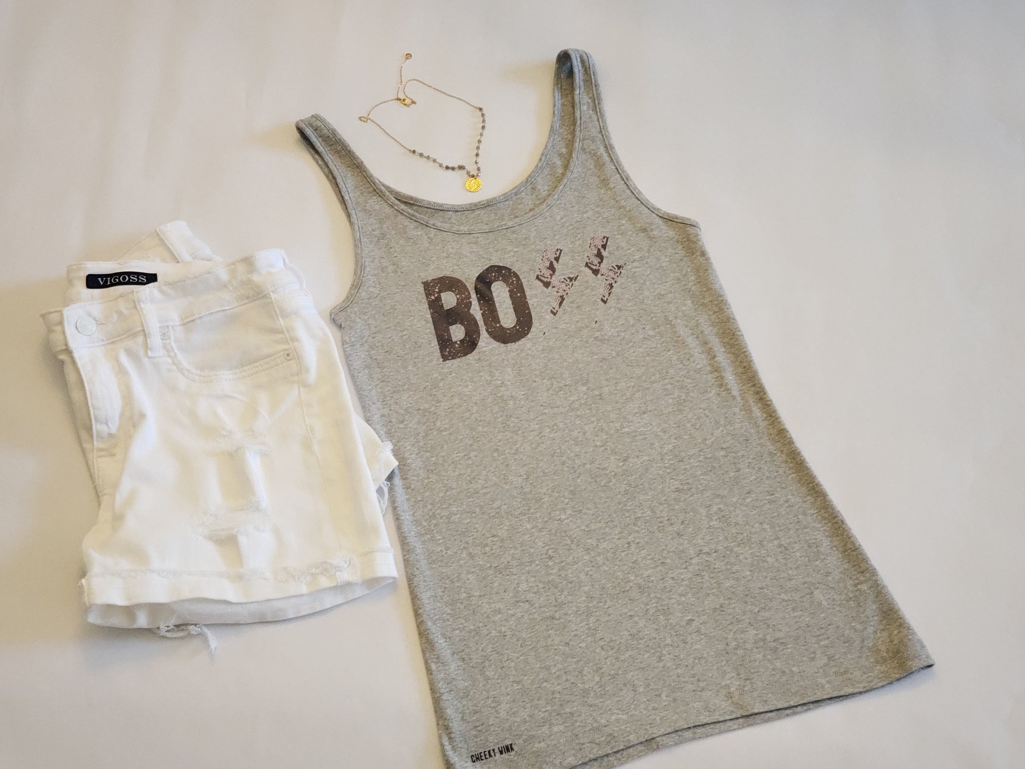 Boss, Distressed Snakeprint Sleeveless Tee, Womens Apparel - The Cheeky Wink