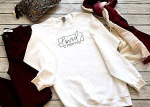 Loved Sweatshirt, Romans 5:8, Womens, crew neck, white cotton pullover sweatshirt. - The Cheeky Wink