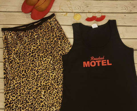 Rosebud Motel, Womens, Sleeveless Crew Neck, Adult T-Shirt. - The Cheeky Wink