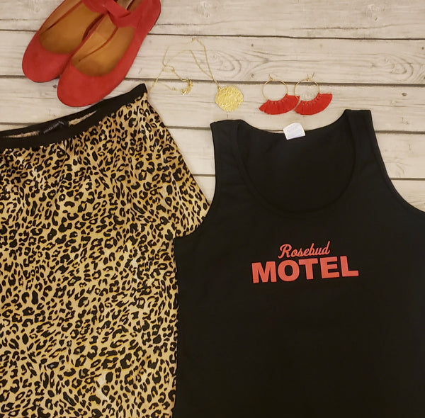 Rosebud Motel, Womens, Sleeveless Crew Neck, Adult T-Shirt. - The Cheeky Wink