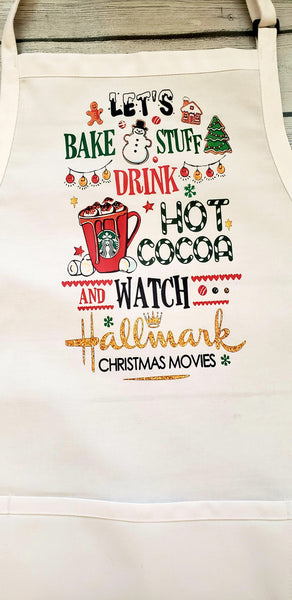 Hot Cocoa and Hallmark Movies. Christmas Holiday Apron. Unisex Gifts - The Cheeky Wink