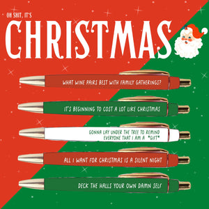 Christmas Pen Set. Holiday pen set. Office, funny, unique, humor gifts - The Cheeky Wink