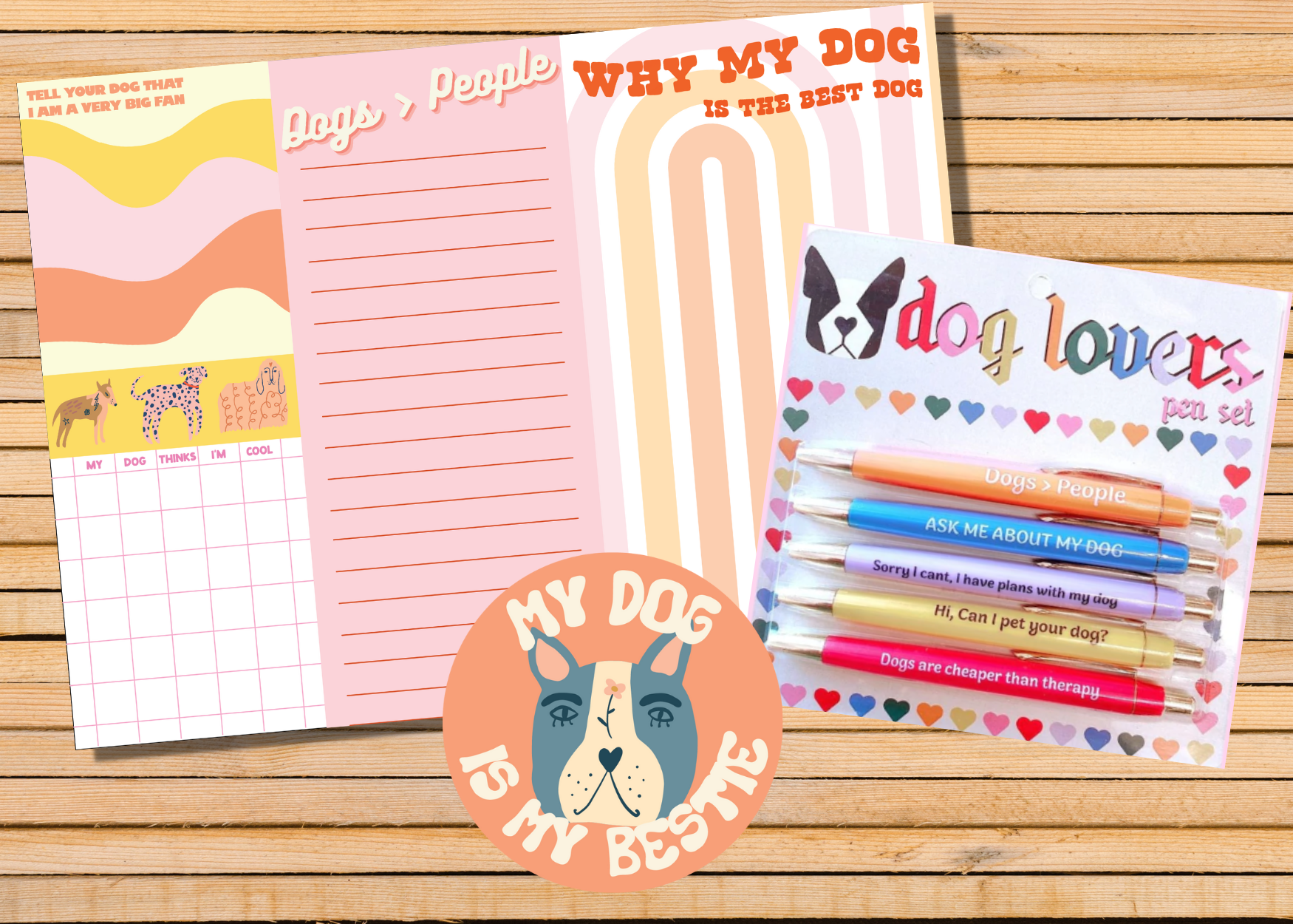 Dog Lovers GIFT SET. Pen and Notepad Gifts. Funny Humor gifts.