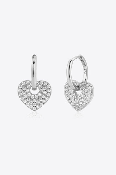 Zircon Heart Drop Huggie Earrings