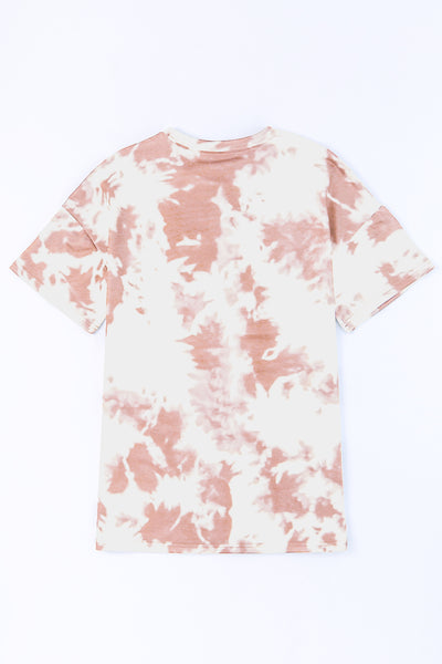 Tie-Dye Round Neck Short Sleeve Tunic Tee