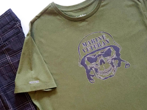 Men's Marine Veteran Tee. Cotton Crew Neck T-shirt - The Cheeky Wink