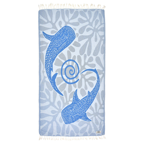 Blue Whale Pure Cotton Throw Beach Towel by La'Hammam