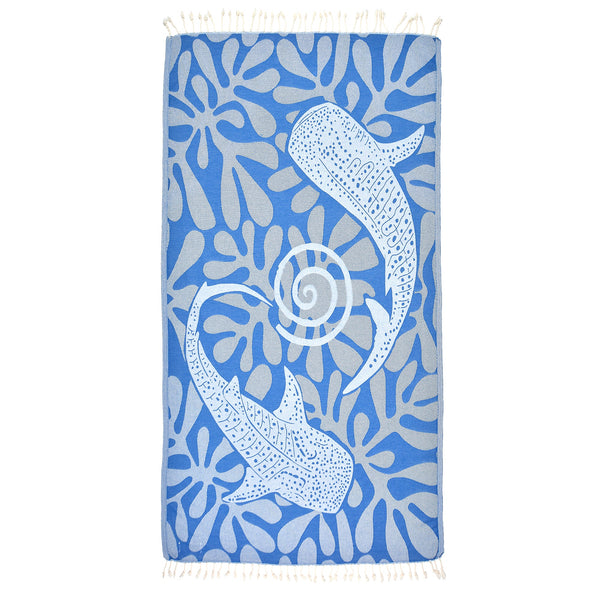 Blue Whale Pure Cotton Throw Beach Towel by La'Hammam