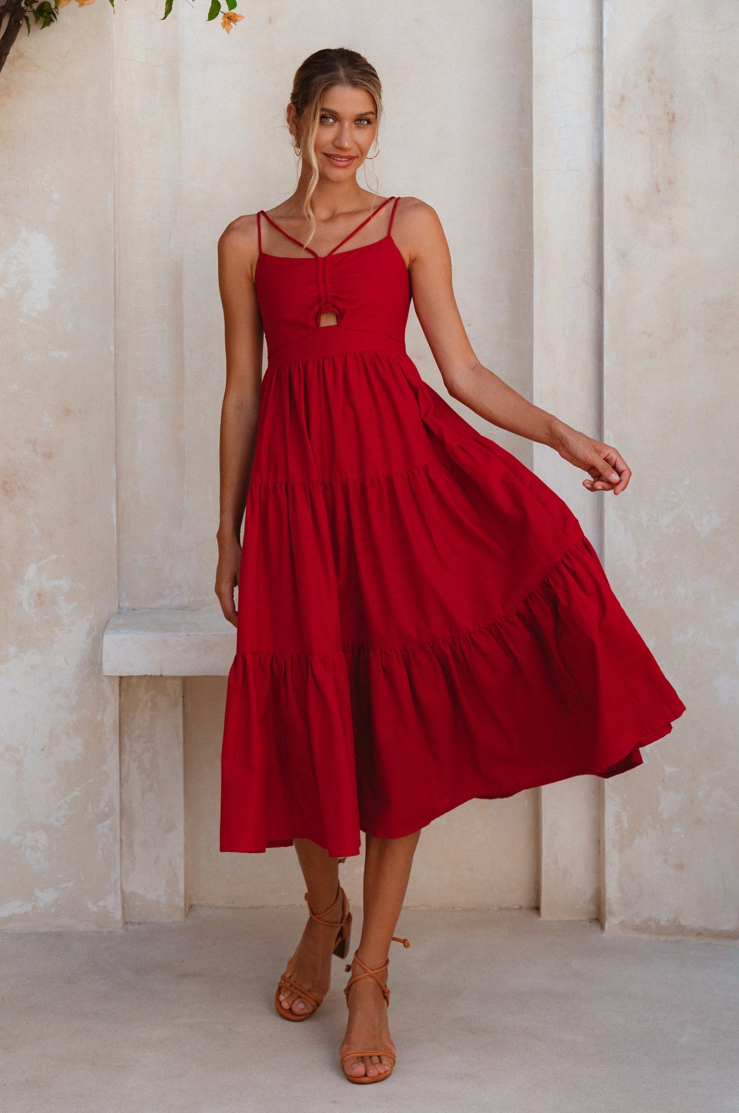 Rafaela Strappy Linen Midi Dress by ELF ELF