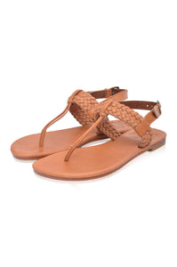 Venetian T-strap Leather Sandals by ELF