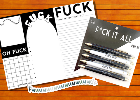 Fuck It All GIFT SET.  Notepad and Pens Gift Set. Funny humor gifts - The Cheeky Wink