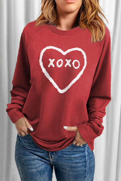 Long Sleeve Sweatshirt | Heart Round Neck Sweatshirt | The Cheeky Wink