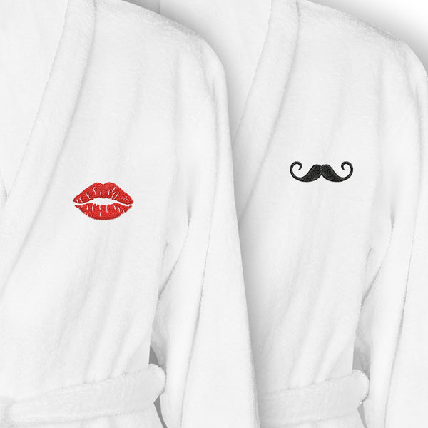 Custom Bathrobe Set for Couple, 2 Pieces Couple's Cotton Bath Robe, 100% Cotton by La'Hammam