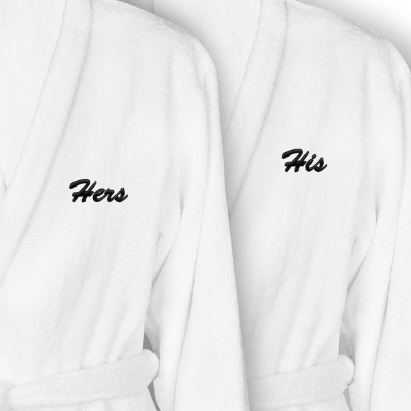 Custom Bathrobe Set for Couple, 2 Pieces Couple's Cotton Bath Robe, 100% Cotton by La'Hammam