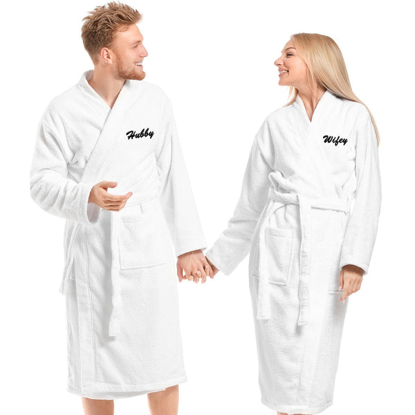 Custom Bathrobe Set for Couple, 2 Pieces Couple's Cotton Bath Robe, 100% Cotton by La'Hammam