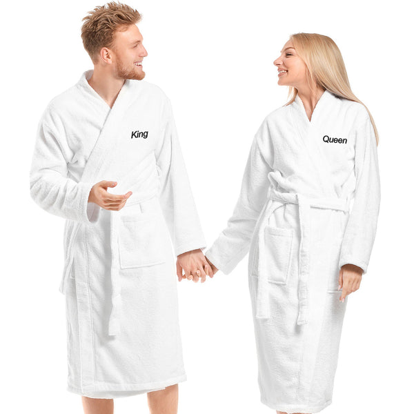 Custom Bathrobe Set for Couple, 2 Pieces Couple's Cotton Bath Robe, 100% Cotton by La'Hammam