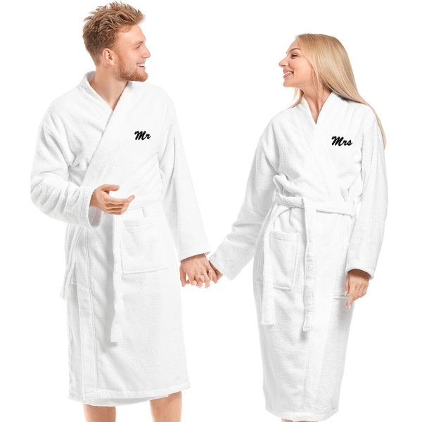 Custom Bathrobe Set for Couple, 2 Pieces Couple's Cotton Bath Robe, 100% Cotton by La'Hammam