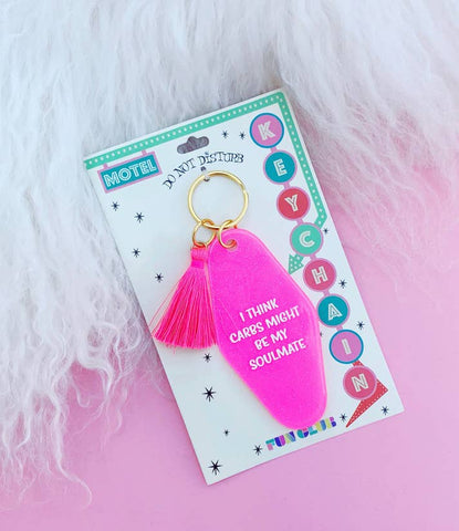 I Think Carbs Might Be My Soulmate Key Chain. Pink Acrylic. - The Cheeky Wink