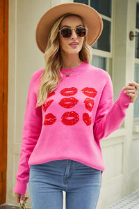 Cute Sweater For Women | Lip Pattern Sweater | The Cheeky Wink