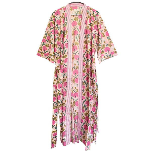 DAHLIA LOUNGE ROBE IN POPPY PINK by POPPY + SAGE