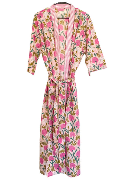 DAHLIA LOUNGE ROBE IN POPPY PINK by POPPY + SAGE