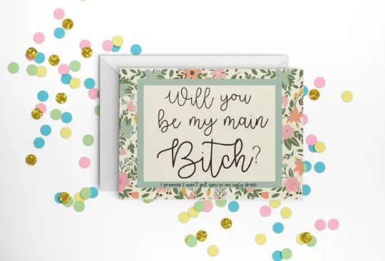 Will you be my main B*? Wedding Card. Bridesmaid and Matron of Honor Cards - The Cheeky Wink