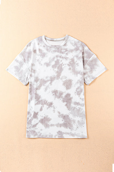 Tie-Dye Round Neck Short Sleeve Tunic Tee