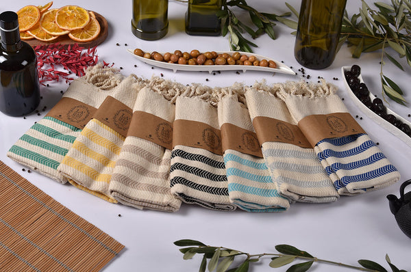 Cavus Zigzag Turkish Cotton Kitchen / Hand Towel 2 pack 40x18 in by La'Hammam