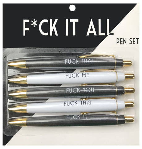 F*ck It All. Engraved Ball Point Ink Pen Set. Funny Gifts. - The Cheeky Wink