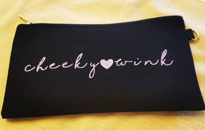 Cheeky Wink, Canvas, Black and Rose Gold Makeup Zippered Bag - The Cheeky Wink