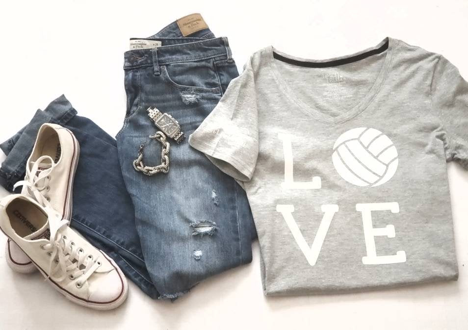 Love, Volleyball, Sports Fan, cotton T-shirt. - The Cheeky Wink