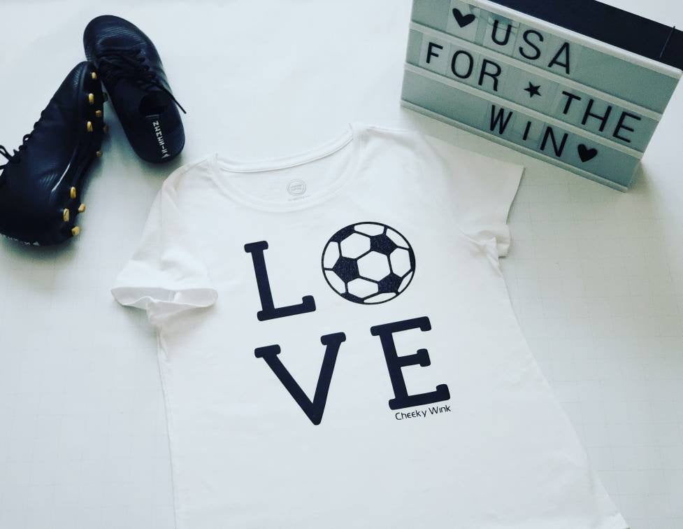 Love Soccer Tee, Cotton, Ladies, Teens, Youth T-shirt - The Cheeky Wink