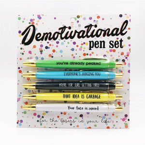 Demotivational Pen Set. Engraved. Funny Novelty Hilarious Pen Gift. Office Supplies. - The Cheeky Wink