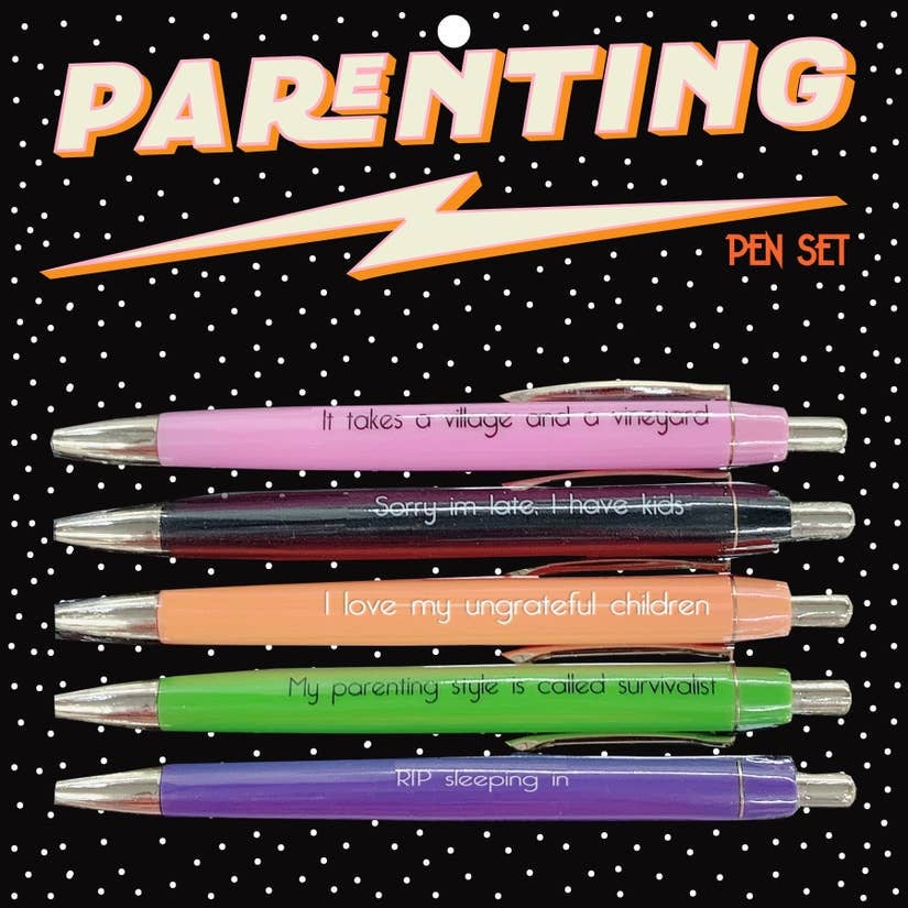 Parenting Pen Set. Funny Novelty Ballpoint Pens. Gifts. Office Supplies. - The Cheeky Wink