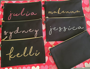 Black Canvas Zippered Pencil Pouch Party Gifts, Valentines, Back to School and Birthday Party Gifts - The Cheeky Wink