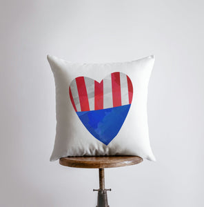 Stripes Heart | Pillow Cover | Memorial Gift | Home Decor | Freedom Pillow | Pillow | Decor | Throw Pillows | Bedroom Decor | Fourth of July by UniikPillows