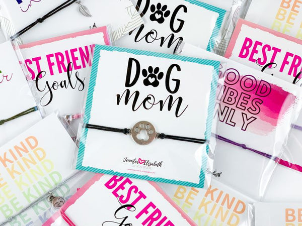 Dog Mom Inspirational Carded Sliding Knot Bracelet - The Cheeky Wink