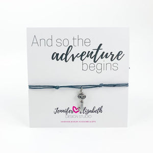 And So the Adventure Begins Inspirational Carded Sliding Knot Bracelet - The Cheeky Wink