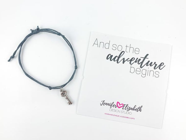 And So the Adventure Begins Inspirational Carded Sliding Knot Bracelet - The Cheeky Wink