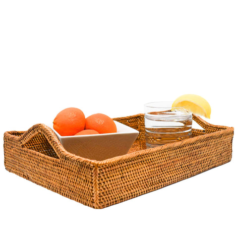 Rattan Tray with Handles by POPPY + SAGE