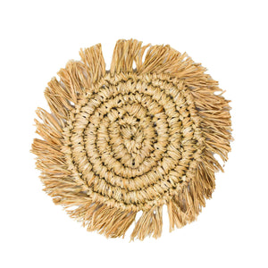 STRAW FRINGE COASTER SET (Set of 6) by POPPY + SAGE